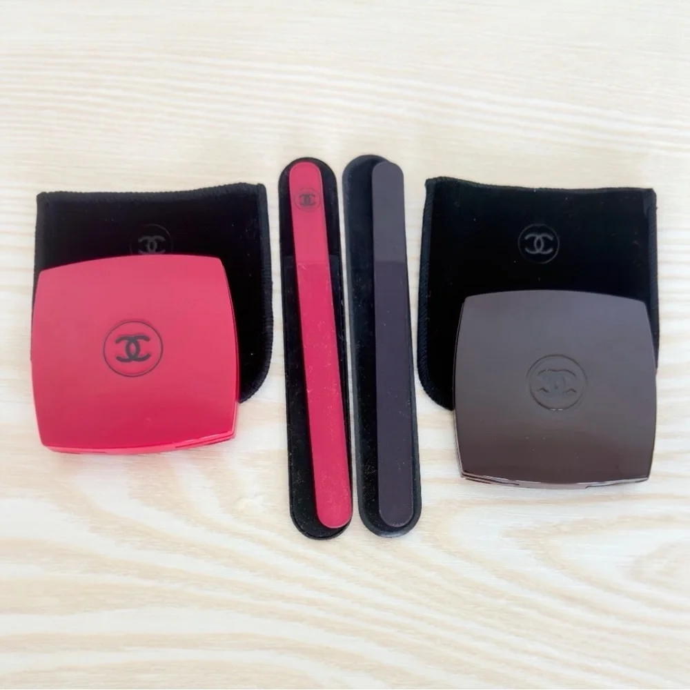 CHANEL Limited Double Facettes Mirror Compact, Nail File, Key Chain Gift Set NEW
